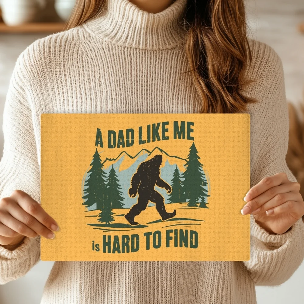 Bigfoot Yellow Glass Cutting Board Forest Design Father Day Gift Size 11x8in